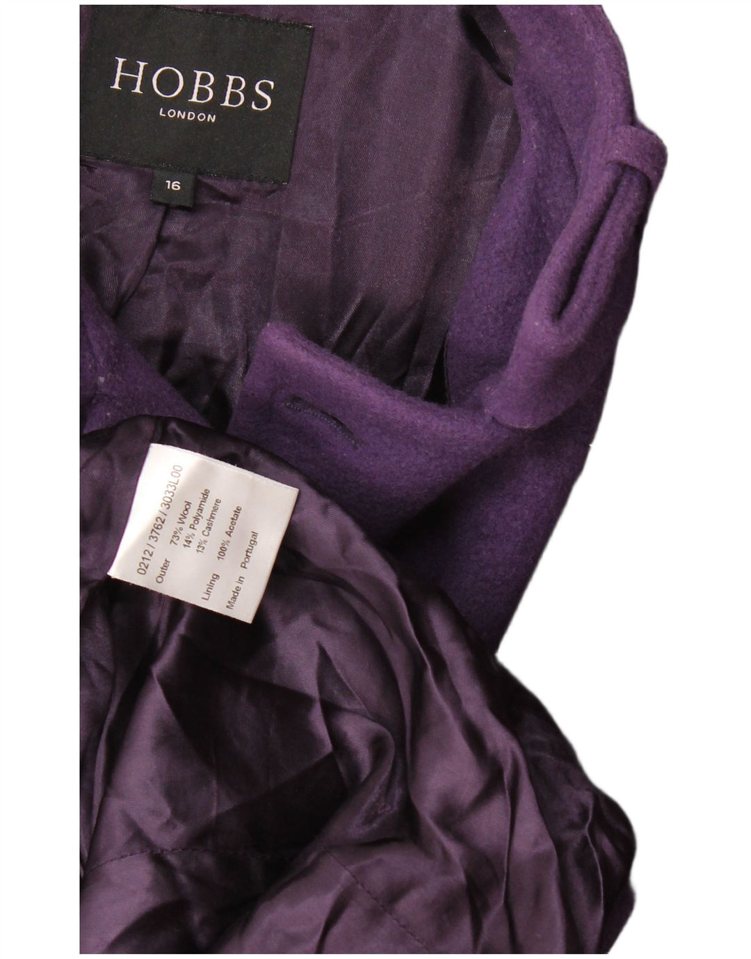 Hobbs Manteau double boutonnage pour femme UK 16 Grande laine violette