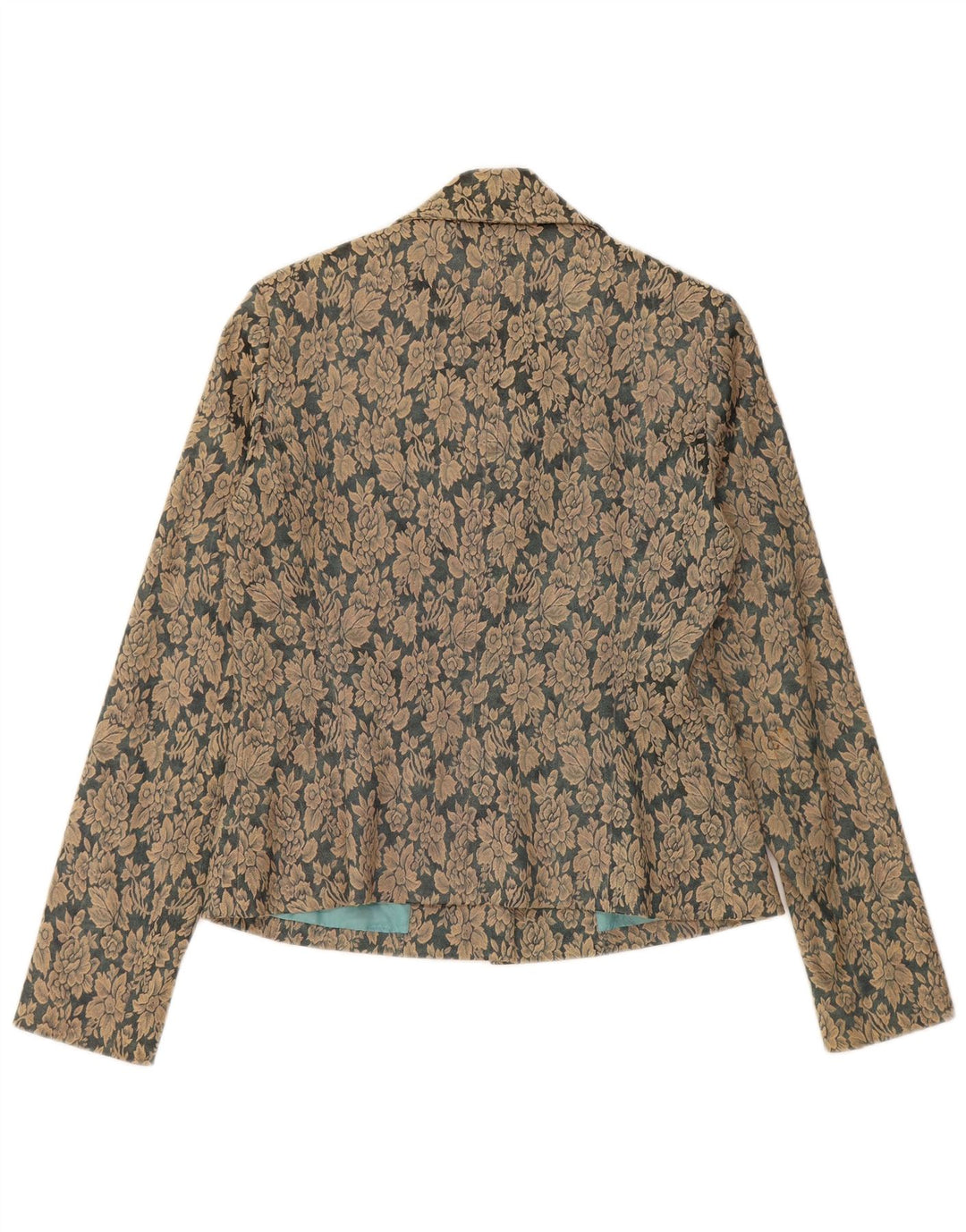 VINTAGE Femme 3 Bouton Blazer Veste EU 40 Coton Floral Brun Moyen