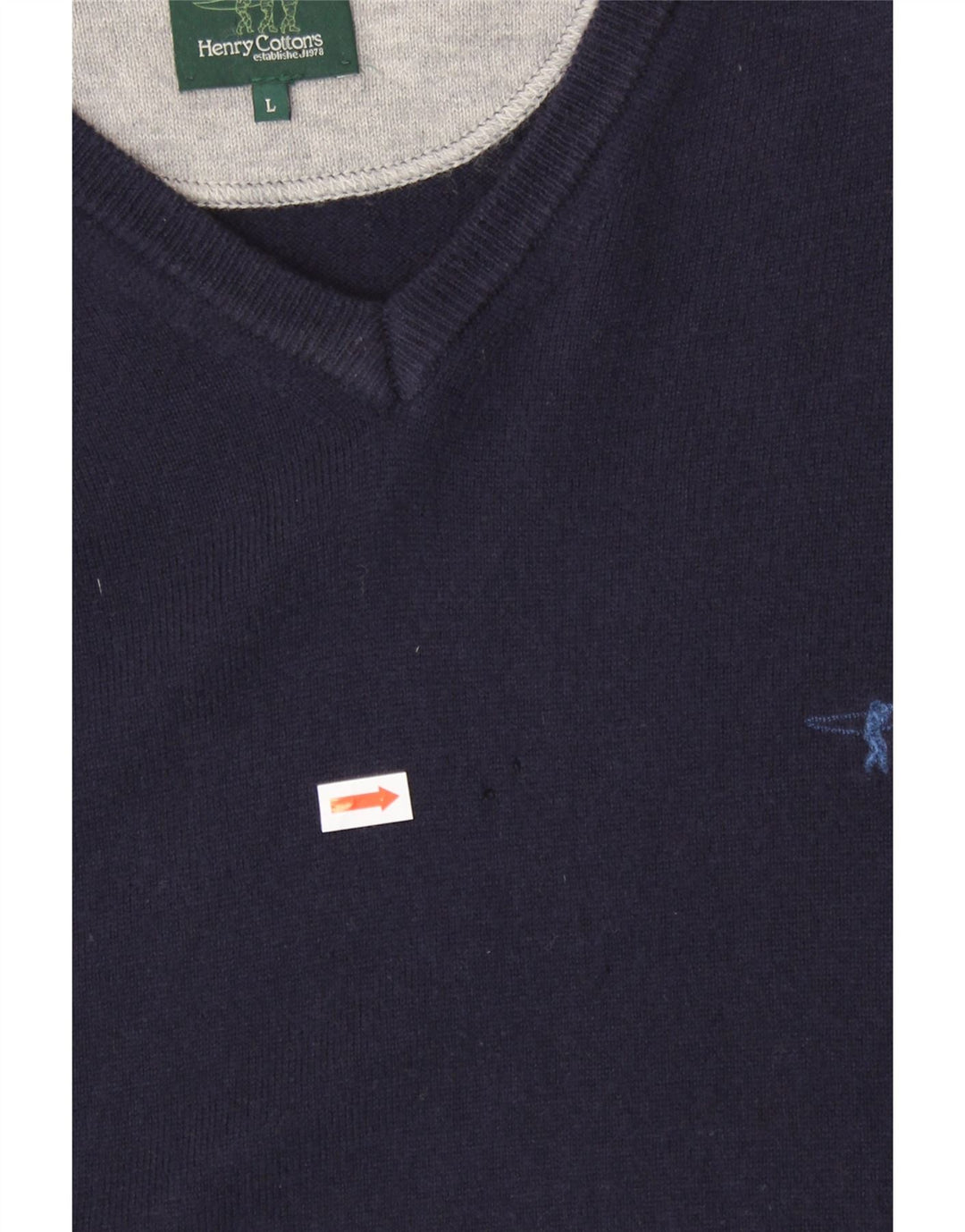 HENRY COTTONS Pull col V pour homme, grand, bleu marine