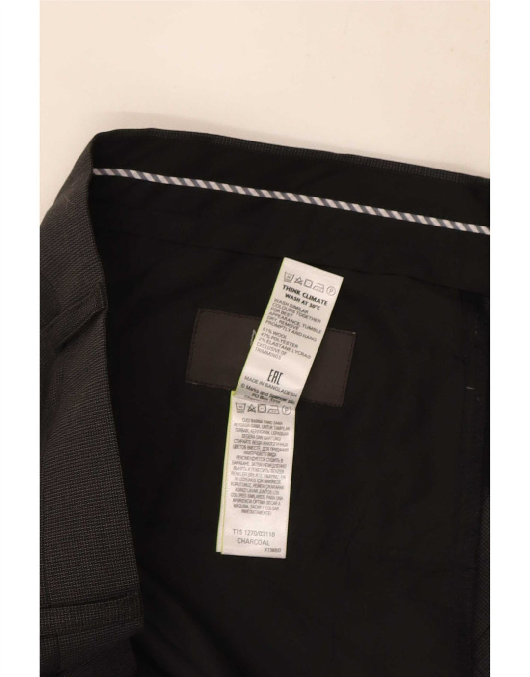 Marks & Spencer Pantalon de costume coupe classique pour homme W38 L31 Laine noire
