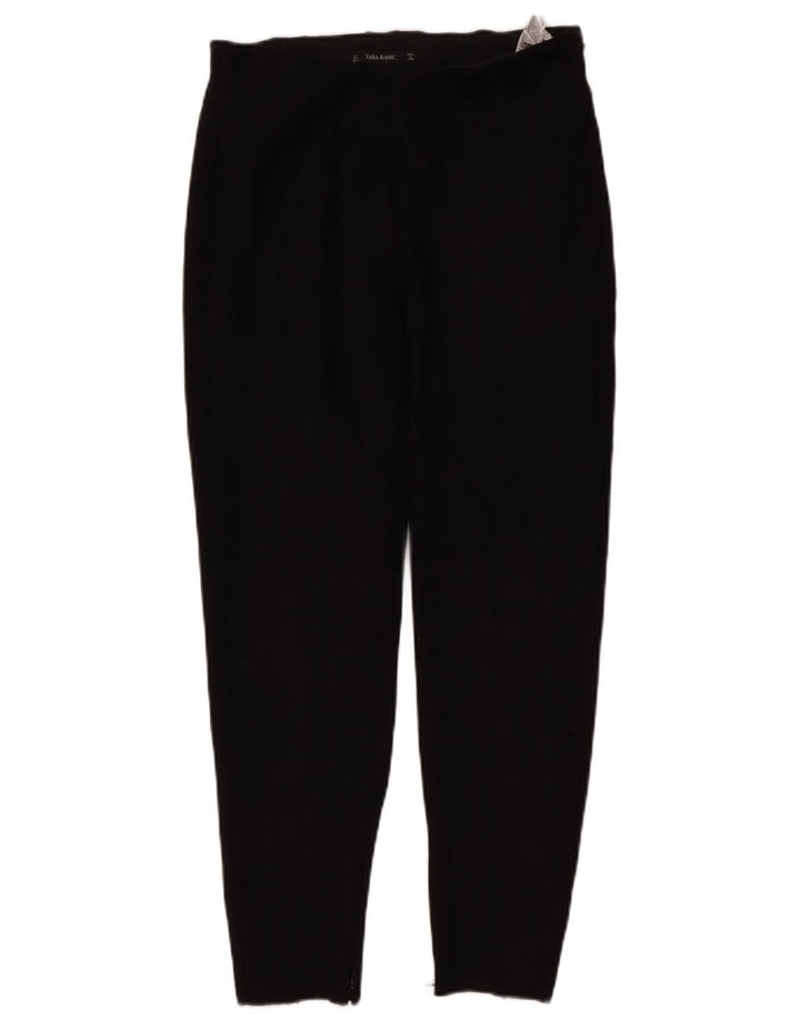 Pantalon décontracté slim femme Zara Large W32 L26 Polyester noir