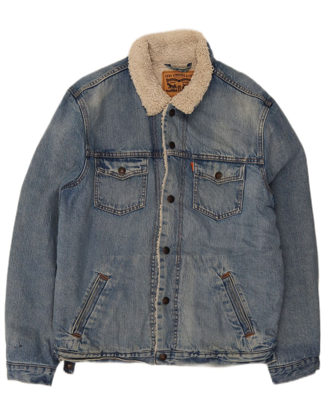 Levi's Veste en Jean Sherpa Homme UK 40 Large Bleu Coton