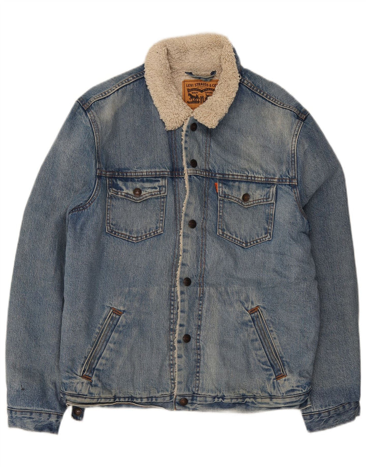 Levi's Veste en Jean Sherpa Homme UK 40 Large Bleu Coton