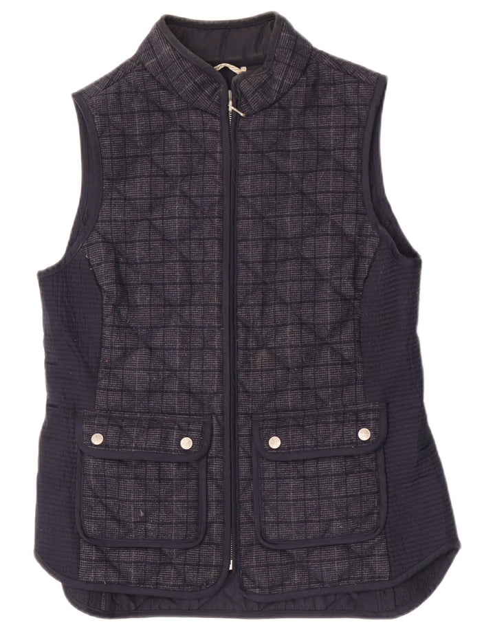 Crew Clothing Gilet matelassé pour femme UK 10 Petit carreaux bleu marine Polyester