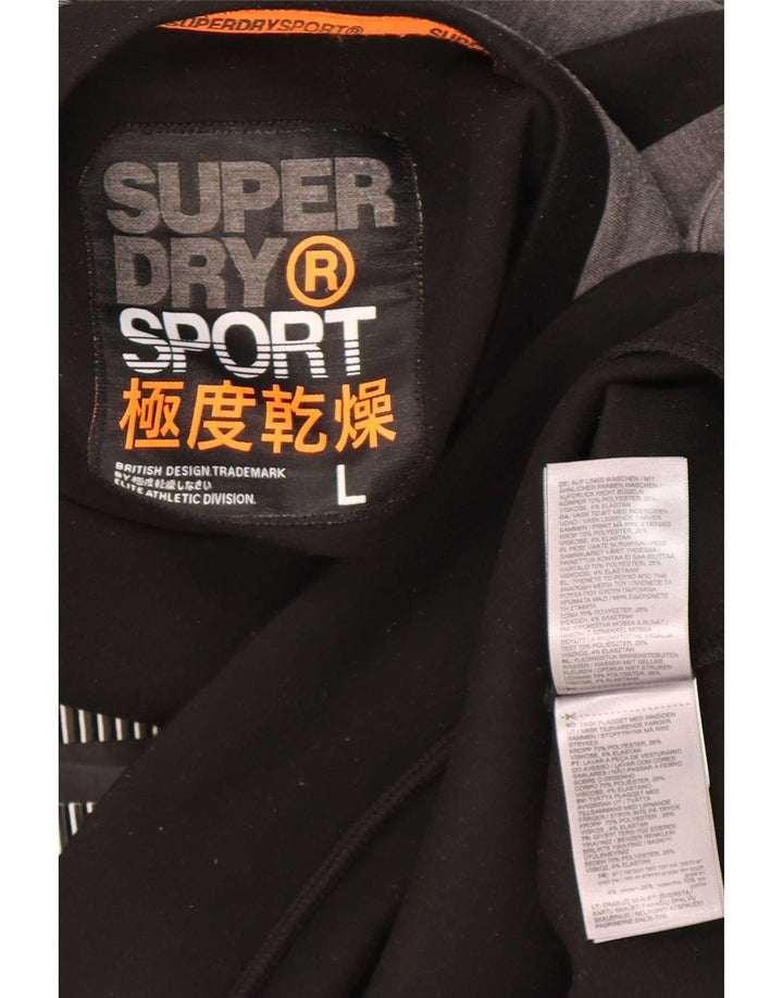 Superdry Homme Sweat-Shirt Graphique Pull Large Noir Colorblock Polyester