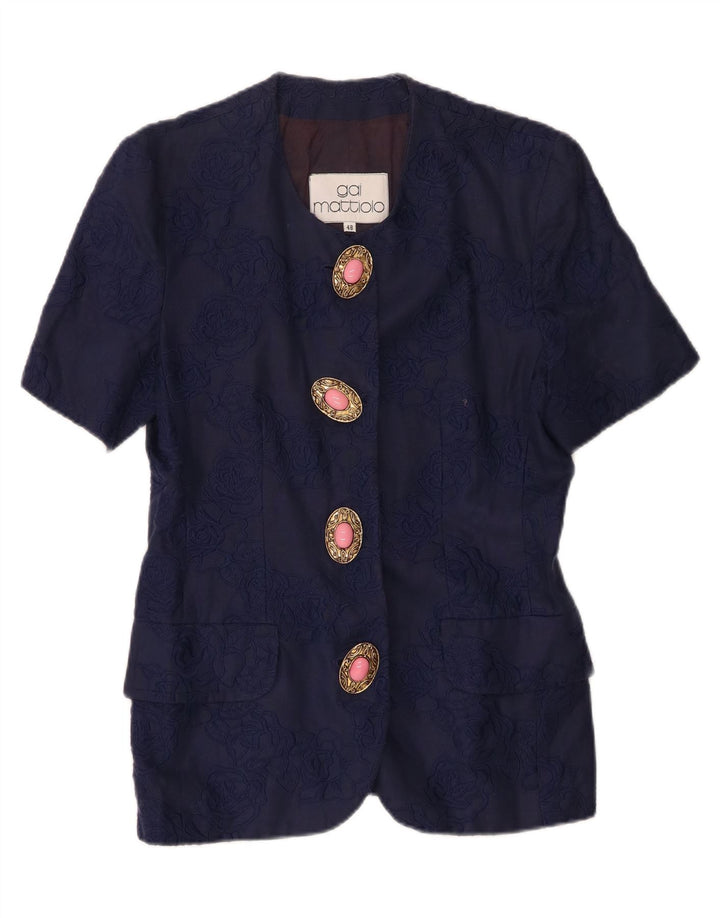 Gai Mattiolo Veste blazer à manches courtes pour femme IT 48 XL Bleu marine Lin