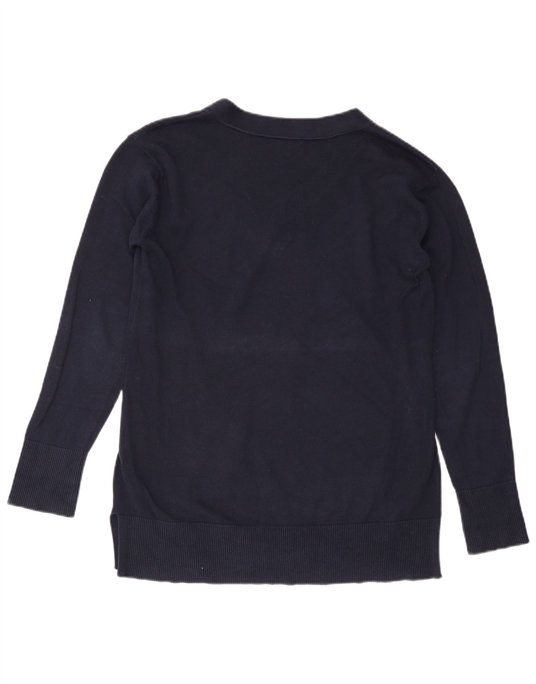 TOMMY HILFIGER Pull col en V pour femme UK 14 Bleu marine moyen Coton
