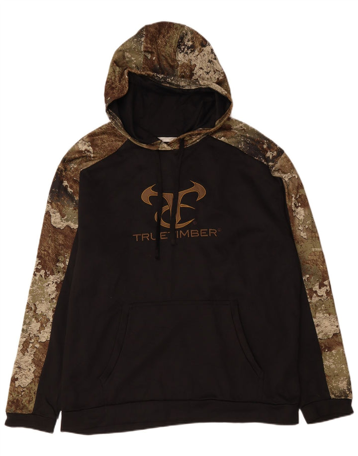 TRUE TIMBER Pull à capuche graphique pour homme Large Noir Camouflage Polyester