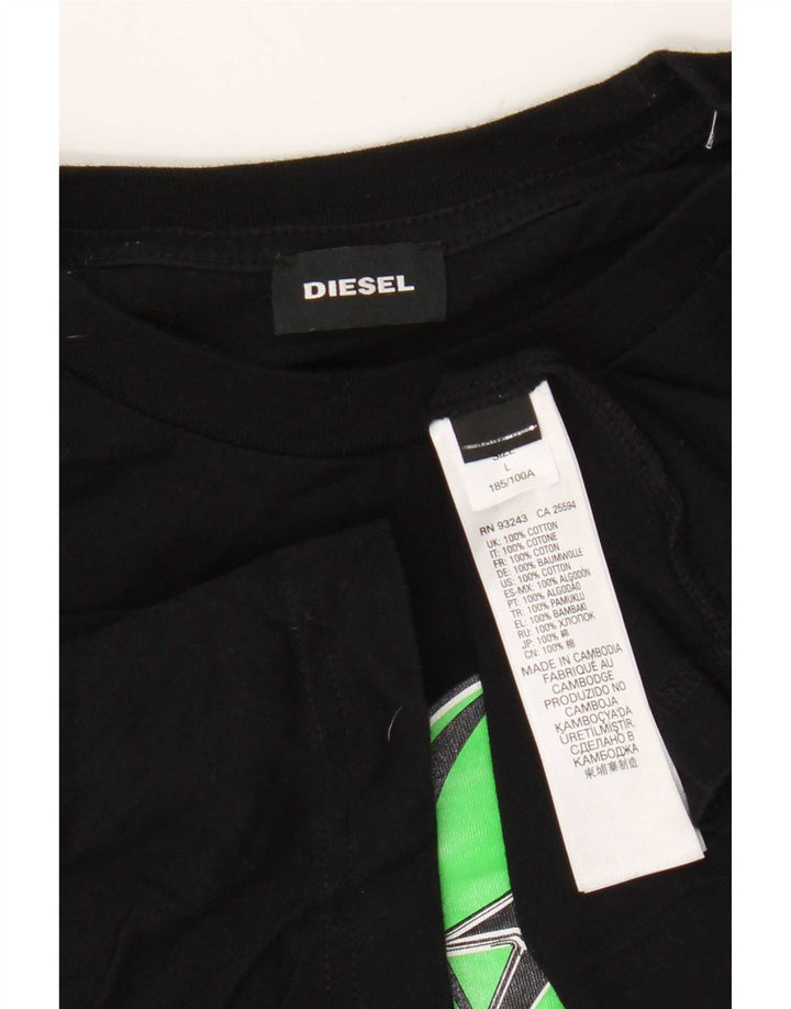 Diesel T-Shirt Graphique Homme Grand Noir Coton