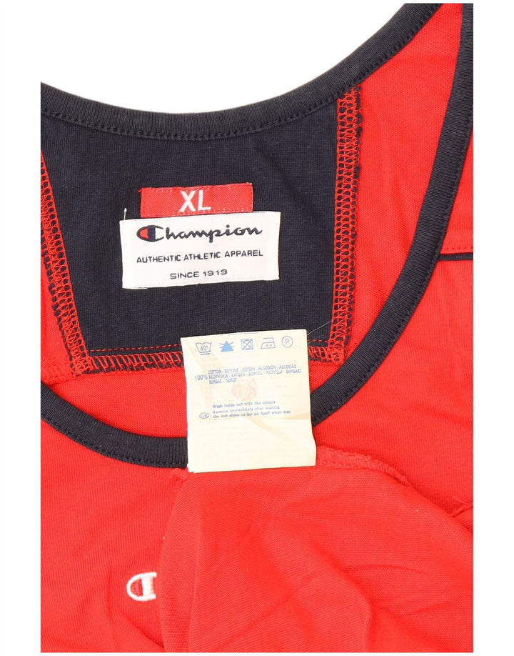 CHAMPION Débardeur Graphique Homme XL Rouge Colorblock Coton