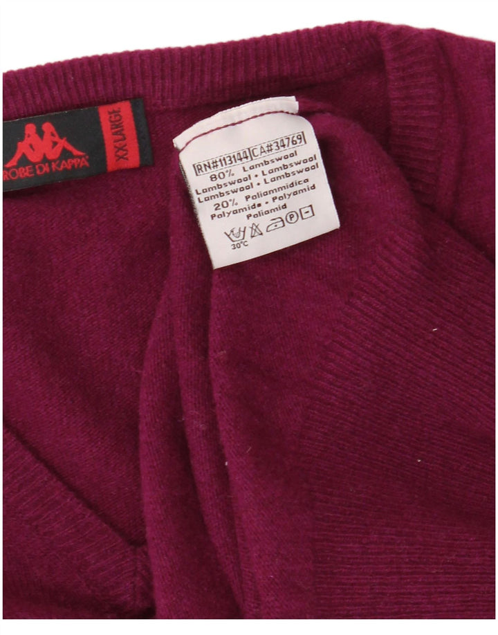 KAPPA Pull col V pour homme 2XL Violet en laine d'agneau