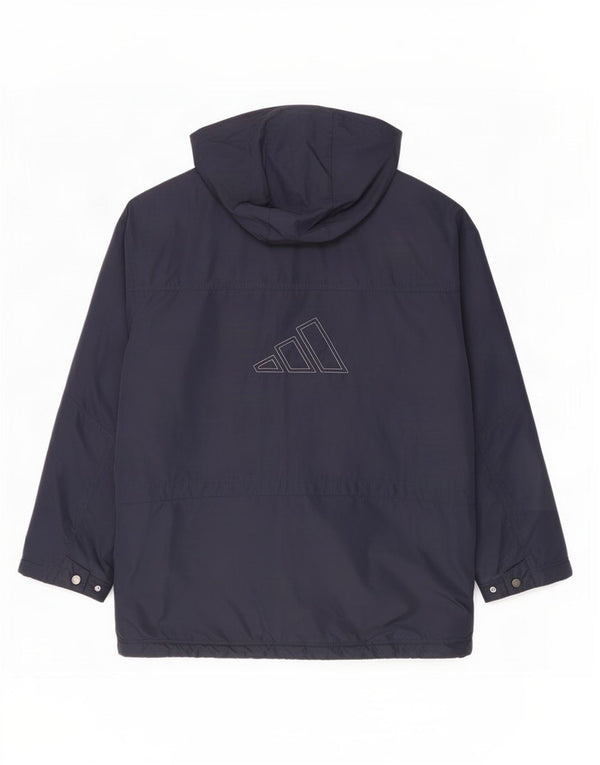 Adidas Manteau coupe-vent à capuche graphique pour homme UK 40 Large Bleu Marine Polyamide