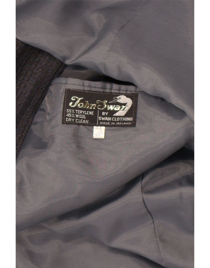 vintage Mens 2 Bouton Blazer Veste UK 44 2XL Gris Rayé Tergal