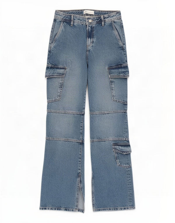 Zara Jean cargo droit pour femme EU 34 2XS W28 L31 Bleu