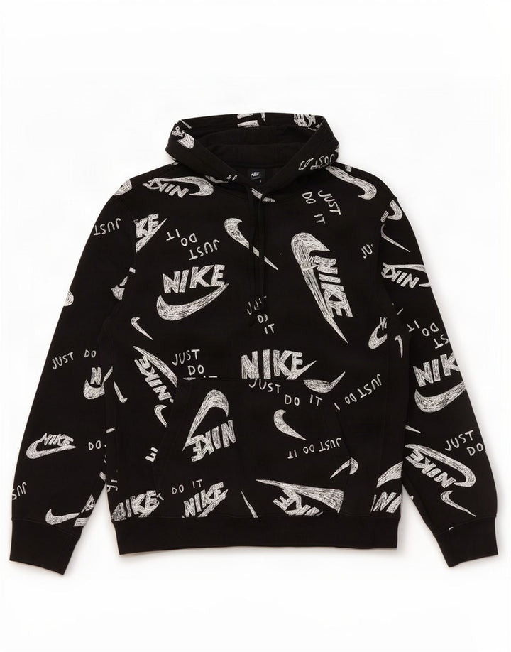 Nike Pull à capuche graphique en coton noir moyen pour homme