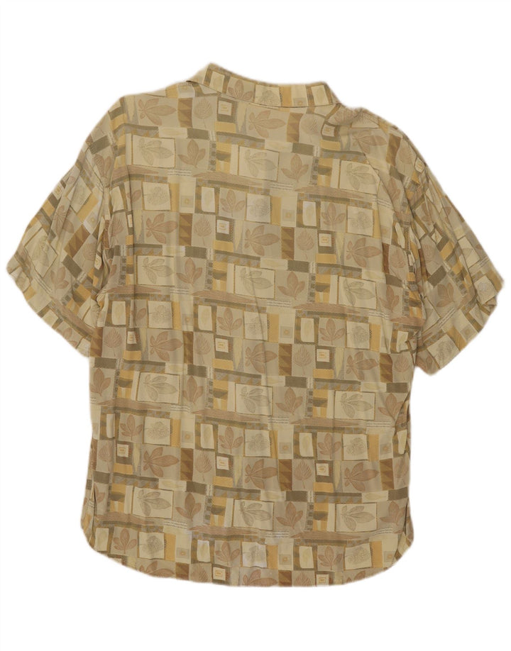 vintage Chemise à manches courtes pour hommes Beige moyen Floral