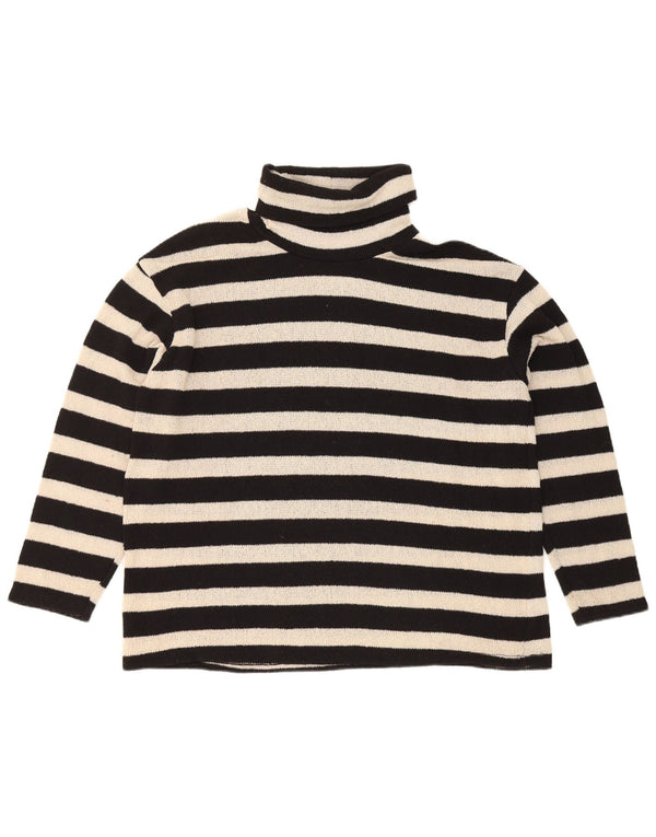 Zara Pull surdimensionné à col roulé pour femme UK 10 Petit rayé noir