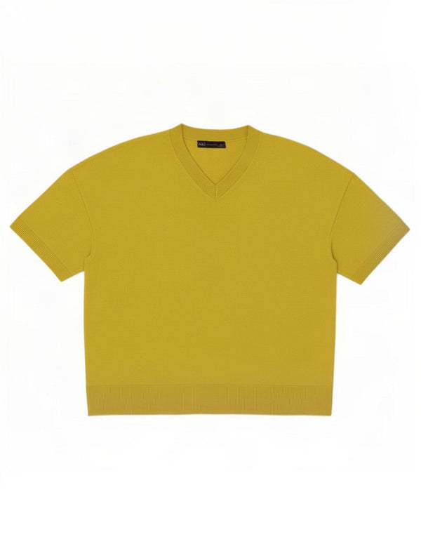 Marks & Spencer Pull col en V pour femme UK 12 Vert moyen