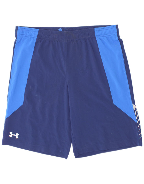 Under Armour Short de Sport Garçon 11-12 Ans Large Bleu Marine Colorblock