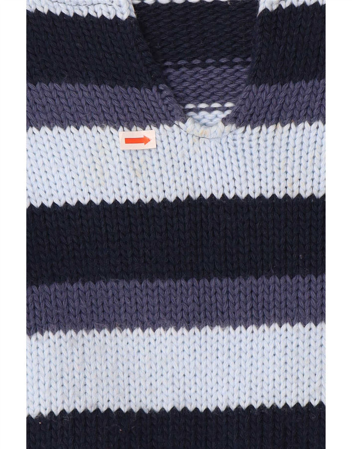 vintage Femme V-Col Jumper Pull UK 12 Moyen Multicolore Rayé