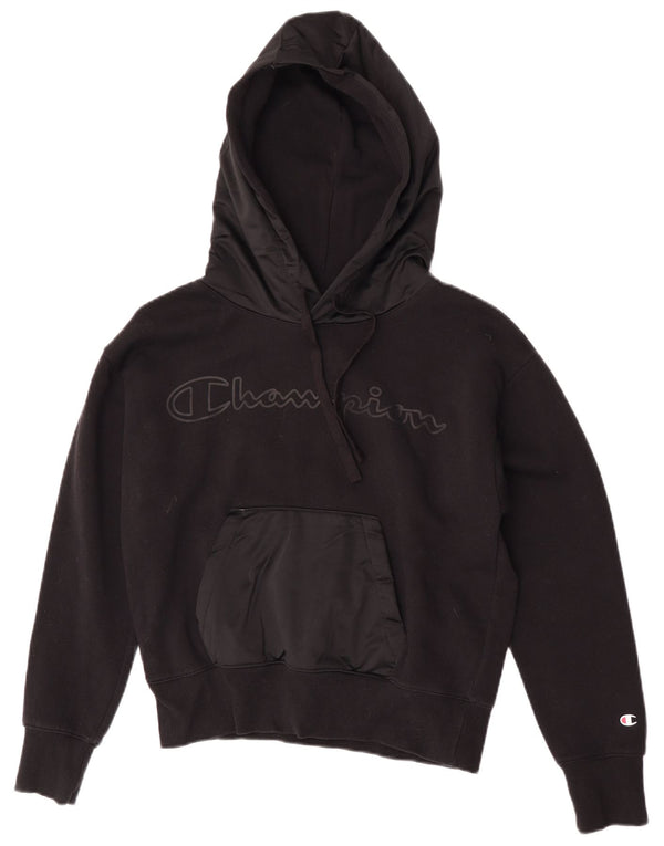 Champion Pull à capuche surdimensionné pour femme Crop Graphic UK 10 Small Noir