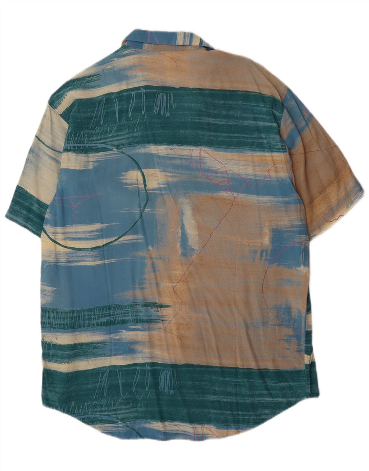 Chemise à manches courtes à motif abstrait vintage pour hommes, multicolore moyen