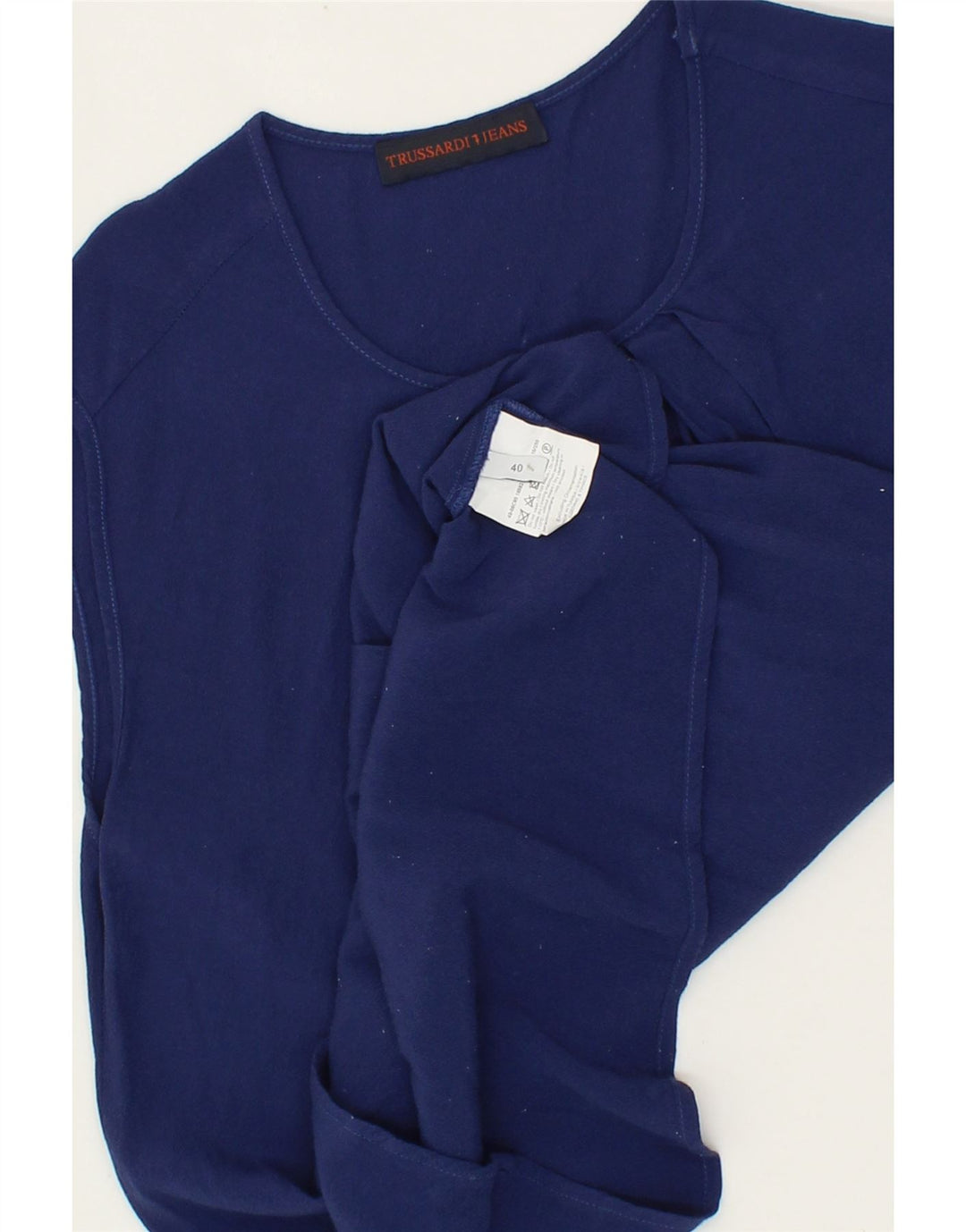 TRUSSARDI JEANS Womens Sleeveless Blouse Top EU 40 Medium Navy Blue Vintage Trussardi Jeans and Second-Hand Trussardi Jeans from Messina Hembry 