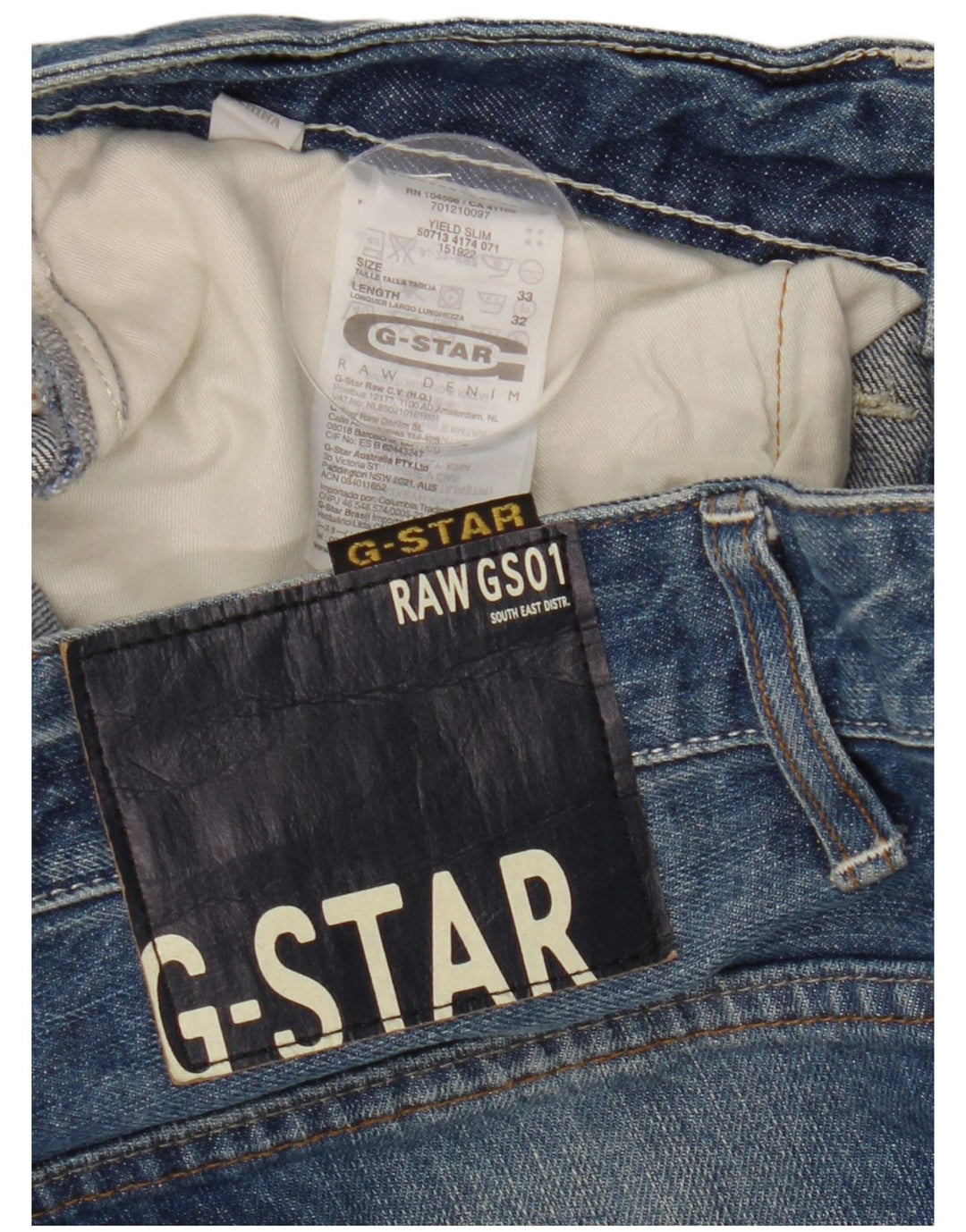 G-STAR Jean Yield Slim Homme W33 L32 Bleu Coton