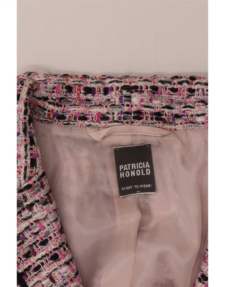 vintage Femme 3 Bouton Blazer Veste UK 14 Rose Moyen Moucheté