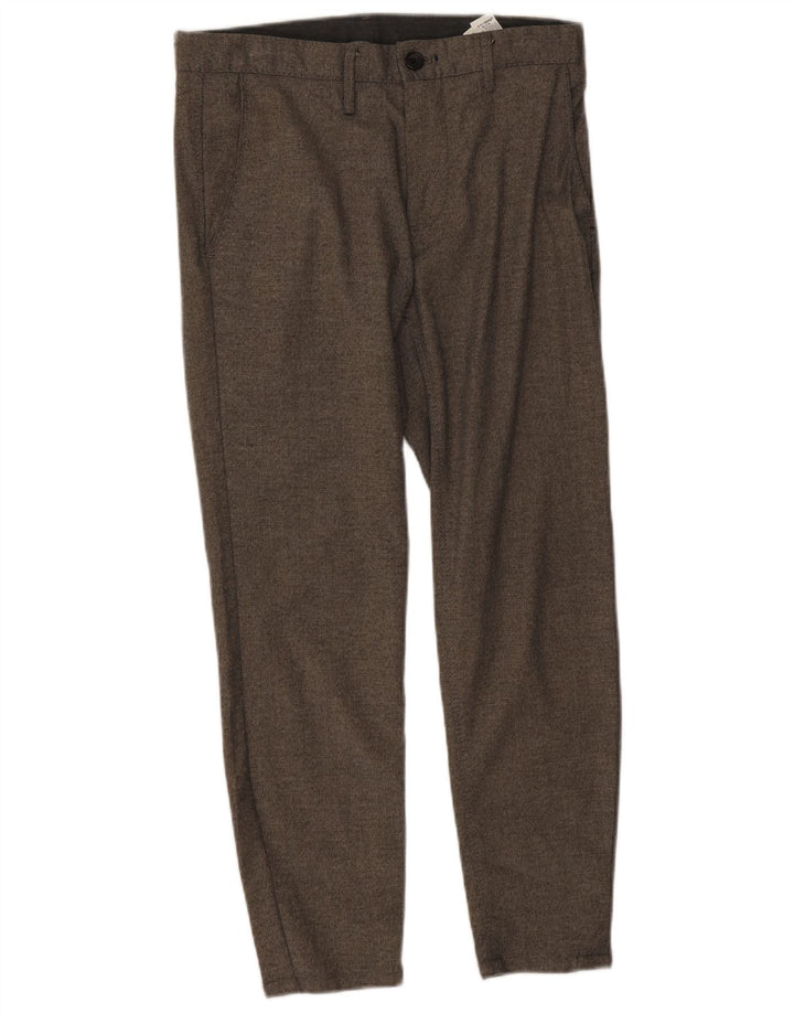 Zara Pantalon chino crop slim pour homme EU 38 Small W30 L25 Gris Polyester