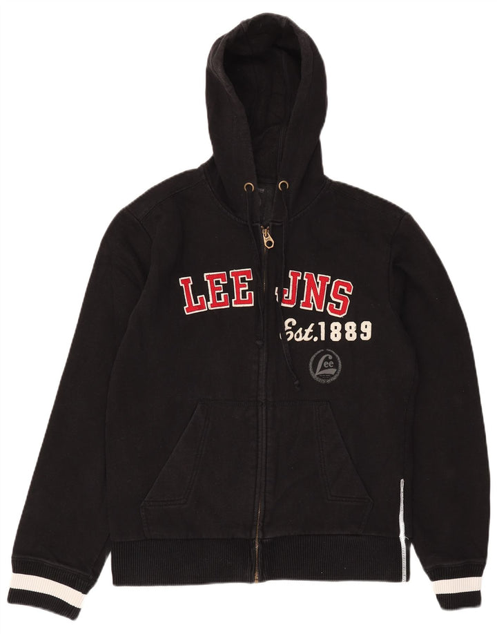 Lee Pull à capuche zippé graphique pour hommes, grand coton noir