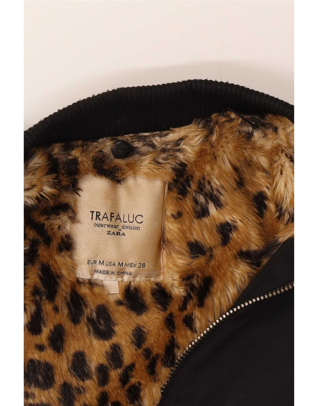Zara Womens Sherpa Bomber Jacket UK 14 Moyen Noir Polyester