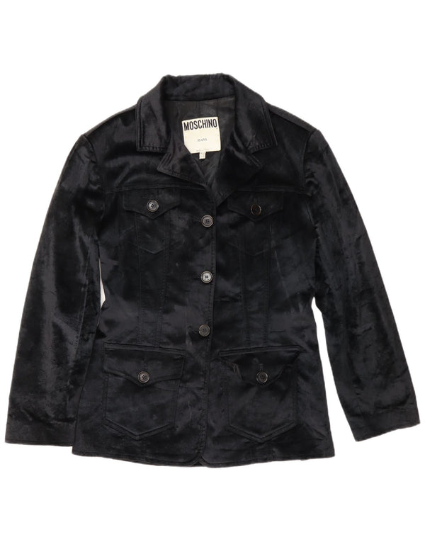 Moschino Veste Blazer En Velours Femme UK 12 Noir Moyen
