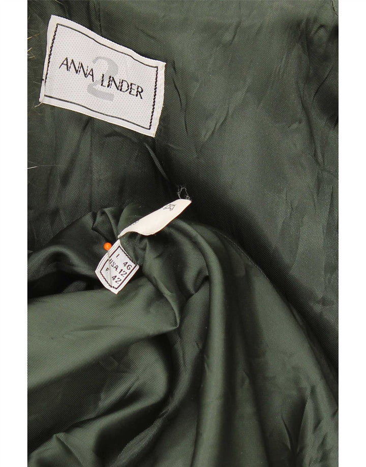 Anna Linder Pardessus Femme IT 46 Large Laine Vierge Verte