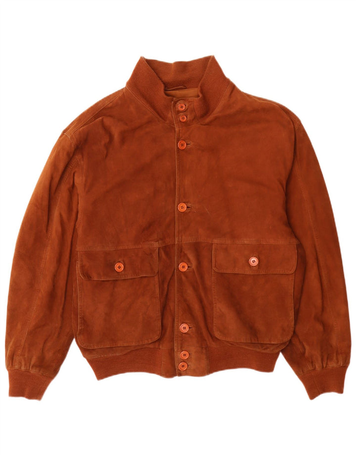 Pelle Moda Veste Bomber En Daim Homme IT 48 Marron Moyen