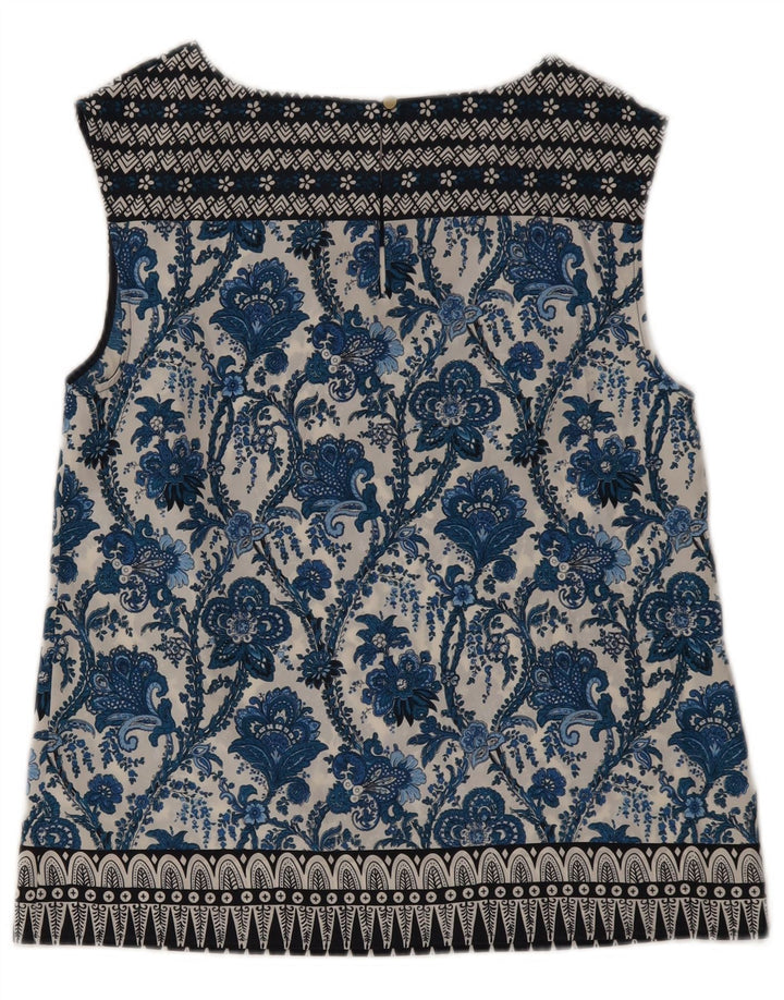 Oasis Chemisier sans manches pour femme UK 42 Bleu moyen Floral Polyester