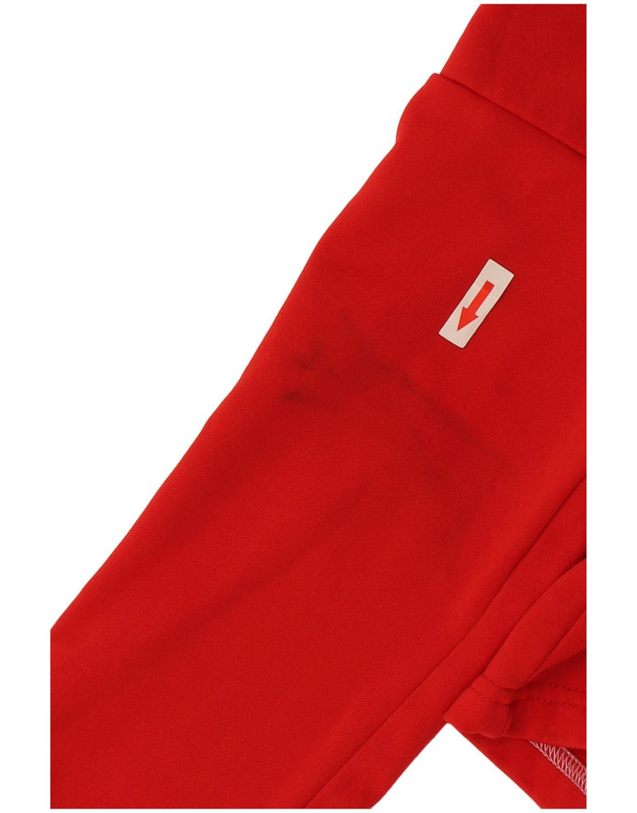 Nike Dri Fit Haut à col zippé à manches longues en polyester color block rouge moyen pour homme