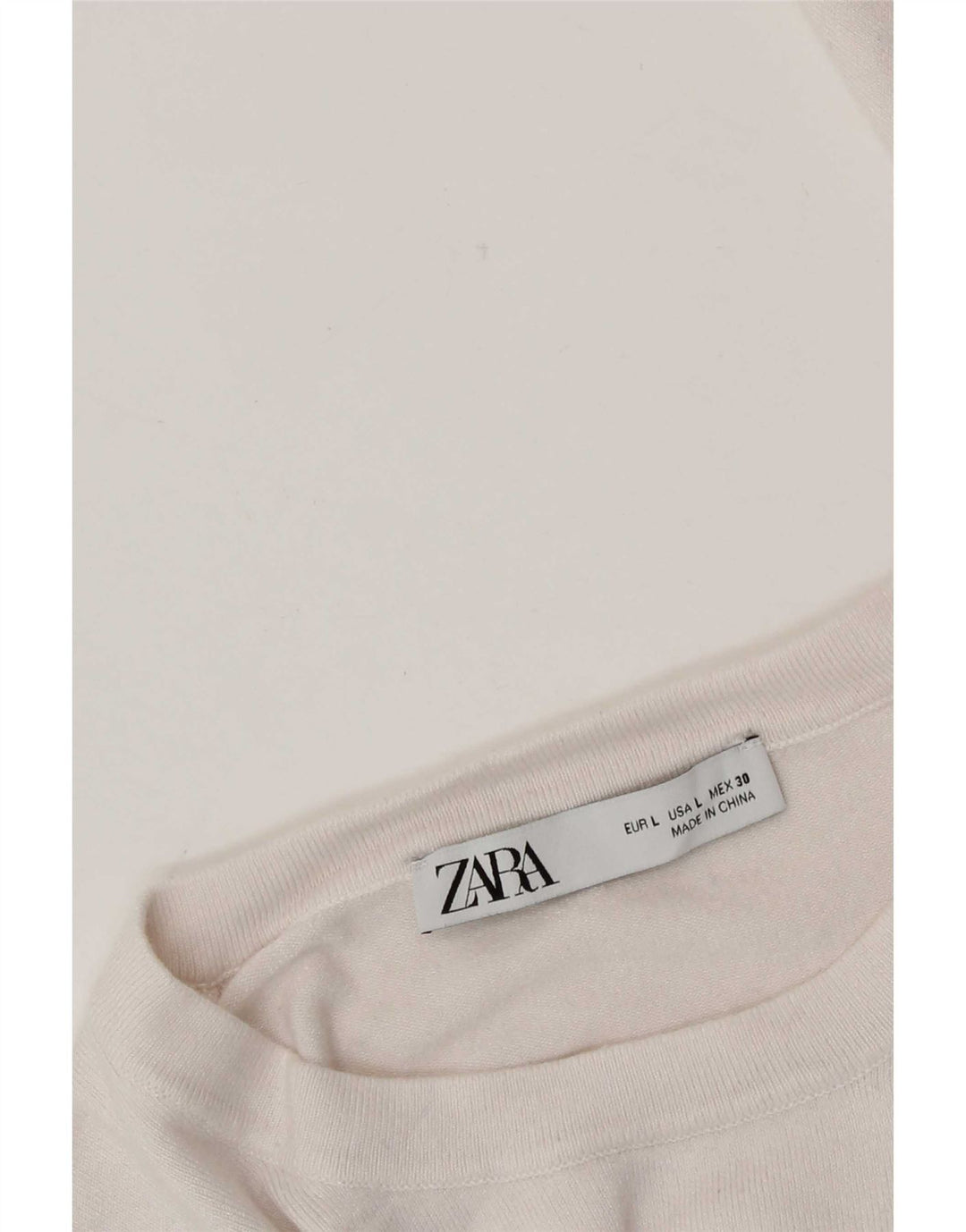 Zara Pull ras du cou pour femme UK 14 Large Blanc