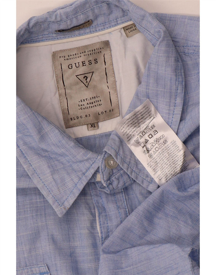 Guess Chemise pull coupe classique pour hommes XL Bleu Coton