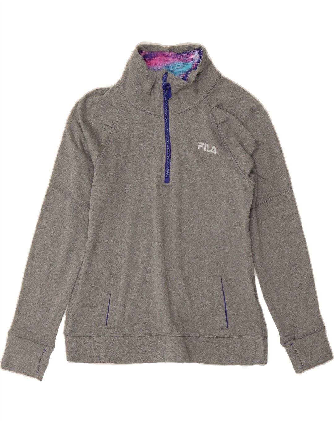 FILA Girls Sweatshirt Jumper 13-14 Years Large  Grey Polyester Vintage Fila and Second-Hand Fila from Messina Hembry 