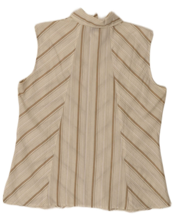 Oltre Chemisier sans manches pour femme UK 20 2XL Blanc cassé Chevron Polyester