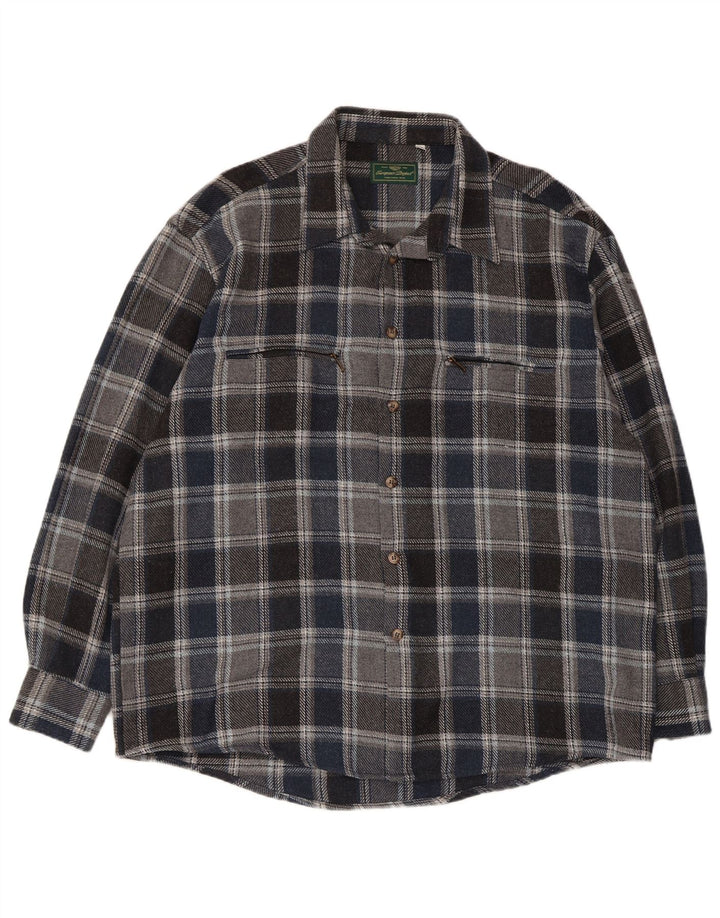 European Project Chemise surchemise pour homme 2XL en laine à carreaux bleu marine