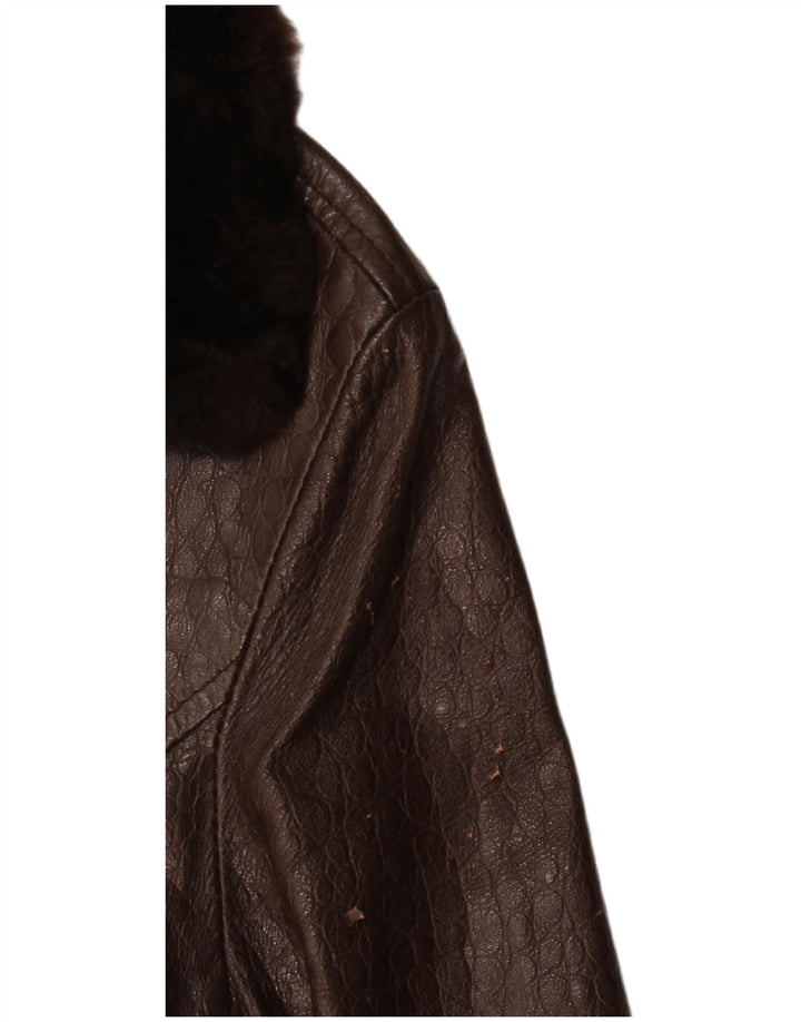 Veste en cuir femme vintage IT 42 Cuir marron moyen