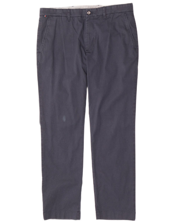 Tommy Hilfiger Pantalon Chino Droit Homme W34 L30 Bleu Marine Géométrique