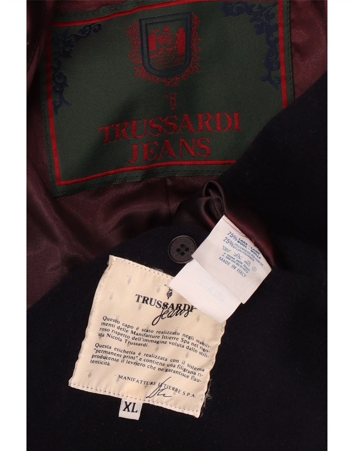 TRUSSARDI JEANS Manteau Homme UK 42 XL Bleu Marine Laine