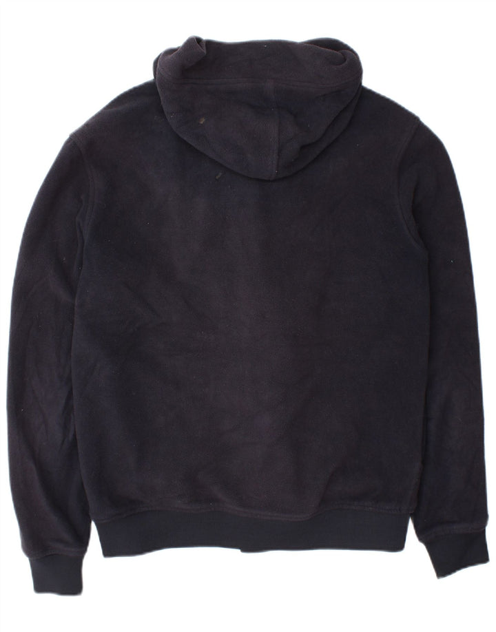 Zara Veste polaire à capuche pour femme UK 14 Bleu marine moyen Polyester
