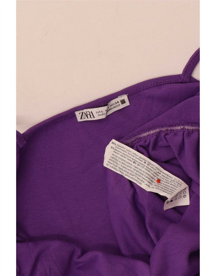 Zara Womens Cami Top UK 14 Large Violet Coton