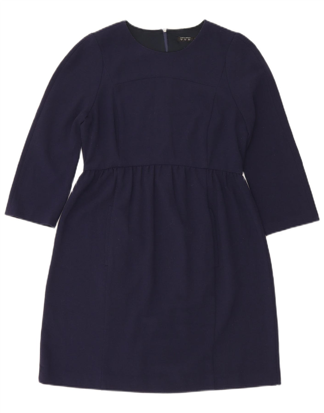 Zara Robe basique à manches 3/4 pour femme UK 12 Bleu marine moyen