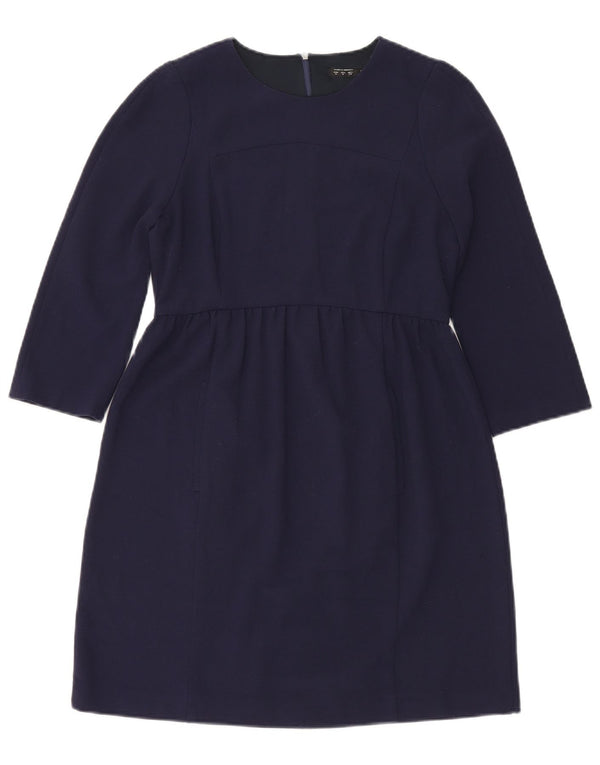 Zara Womens 3/4 Sleeve Basic Dress UK 12 Medium Navy Blue