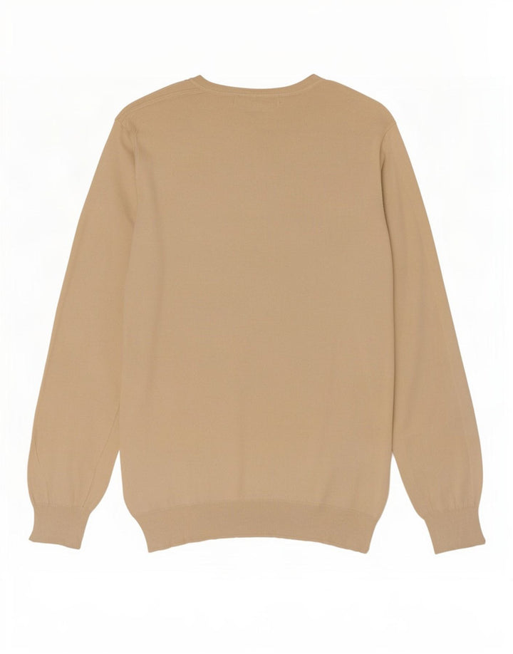 Zara Pull col V pour homme en coton beige Large
